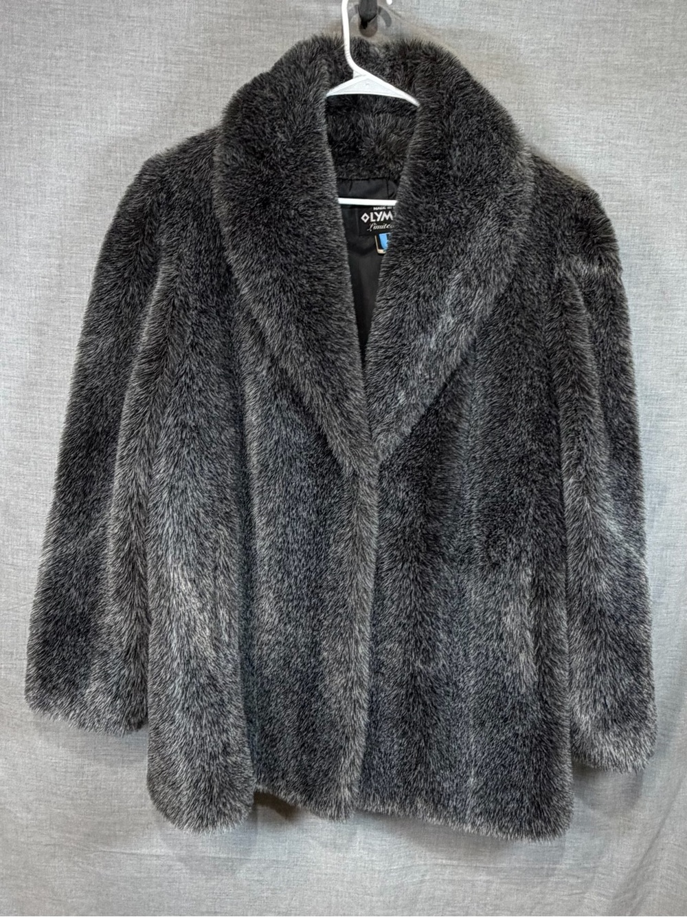 Olympia Limited Inc Charcoal Gray Faux Fur Teddy Jacket